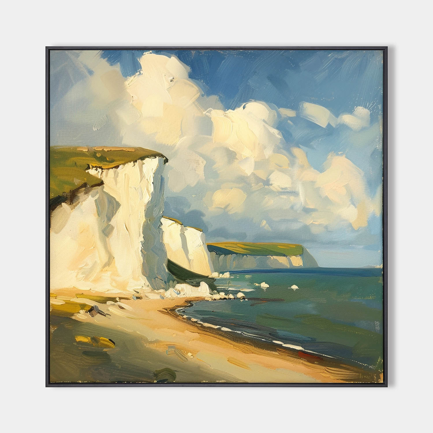 Sunlit Coastal Cliffs Landscape Art