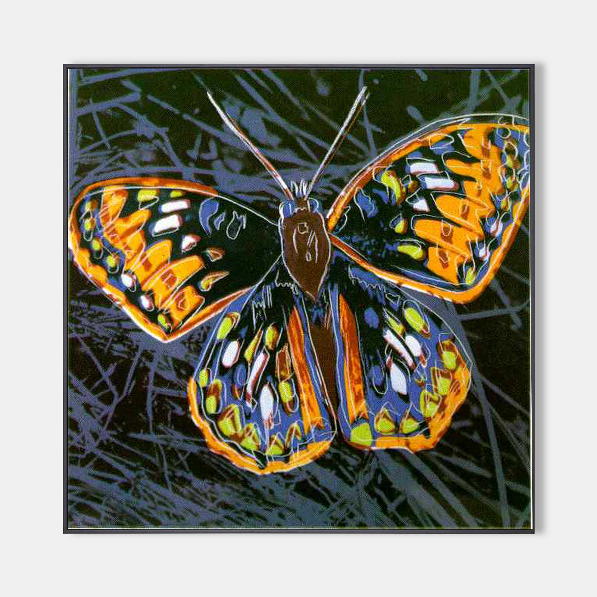 Wall Art Vibrant Orange Blue Butterfly Graphic