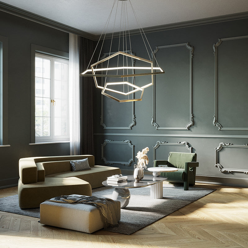 Arisha Minimalist Geomatic Metal Pendant Light, Gold, DIY - Neutralighting