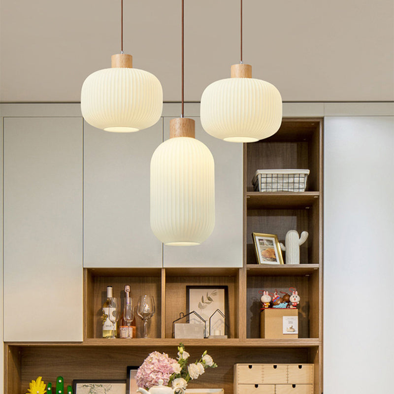 Muto Modern Wood/Glass Pendant Light, White - Neutralighting