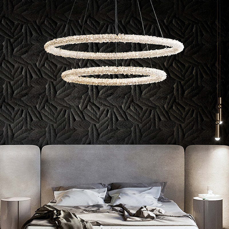 Kristy Art Deco Chandelier, Metal & Crystal, 1/2/3 Ring - Neutralighting