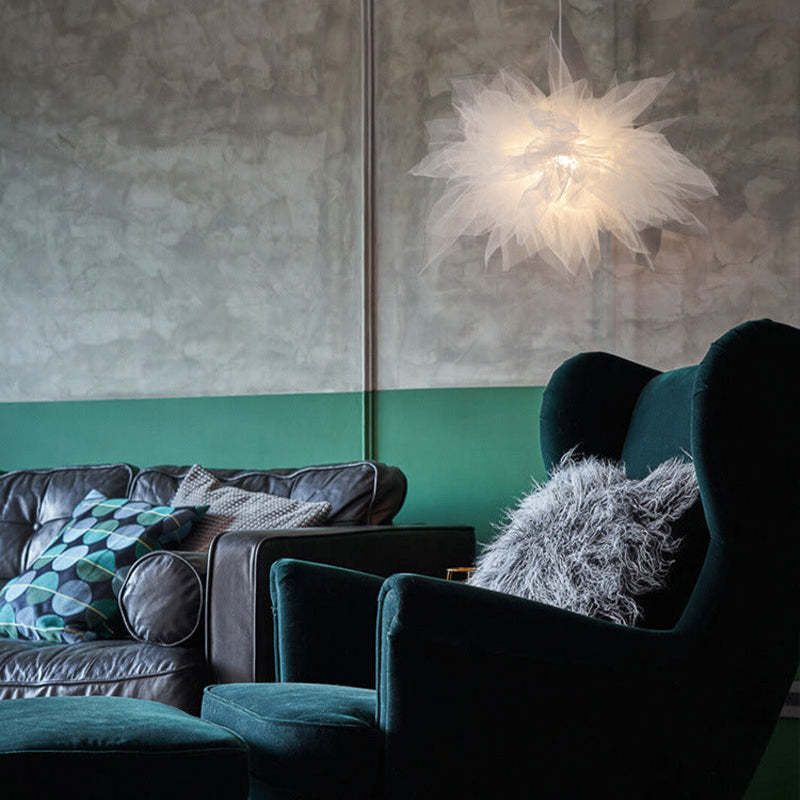 Arisha Modern Flower Fabric Pendant Light, Bedroom, White - Neutralighting