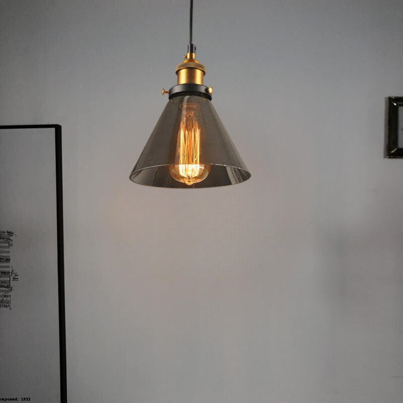 June Industrial Glass Pendant Light Clear/Amber/Smoke Grey - Neutralighting