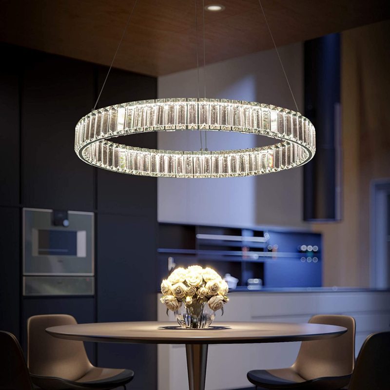 Kristy Elegant Round Crystal Chandelier, Clear - Neutralighting
