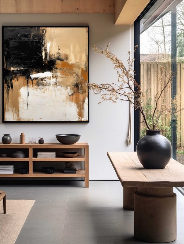 Black Gold Abstract Textured Painting