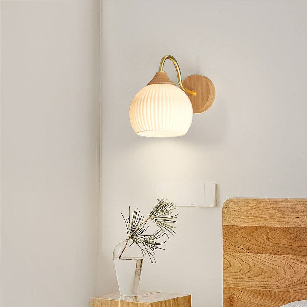 Muto Nordic Minimalist Indoor Wall Lamp Glass Wood Bedroom Balcony - Neutralighting