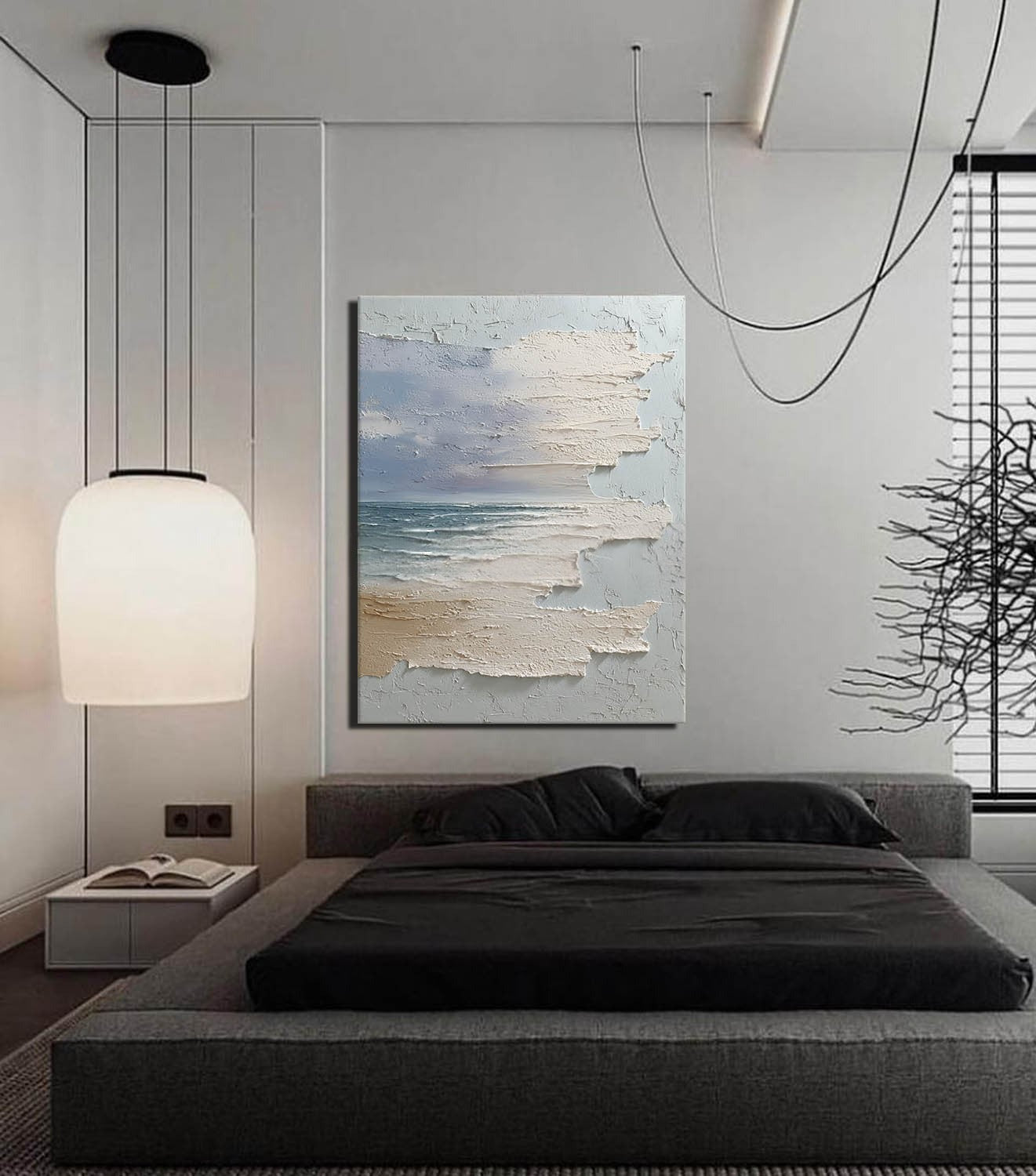 PlWall Art Vertical Horizontal Wabi-Sabi Sea Relief Scene Cool Coastal