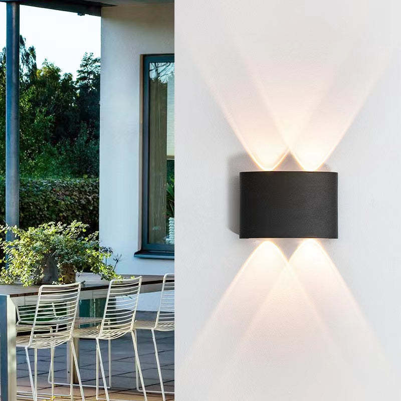 Tronix Modern Rectangular Metal Outdoor Wall Lamp, Black/White, Water-wave - Neutralighting