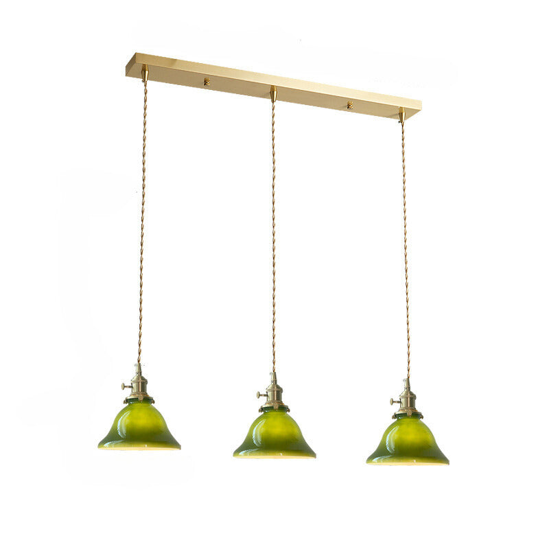 Valentina Rustic Vintage LED Pendant Light Green Copper Glass Dining Room - Neutralighting