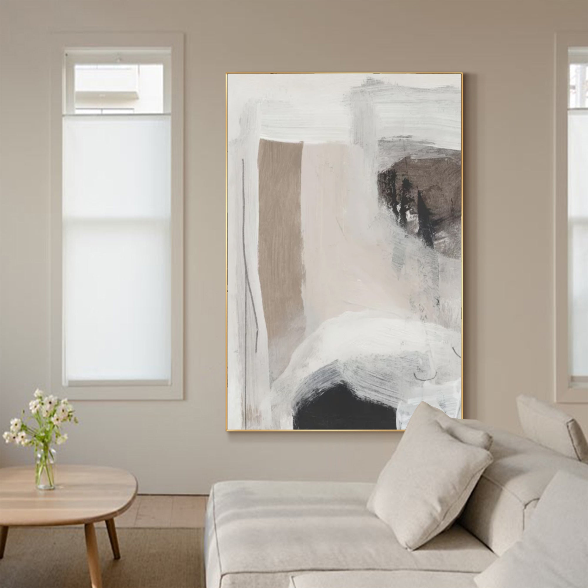Beige Abstract Minimalist Painting