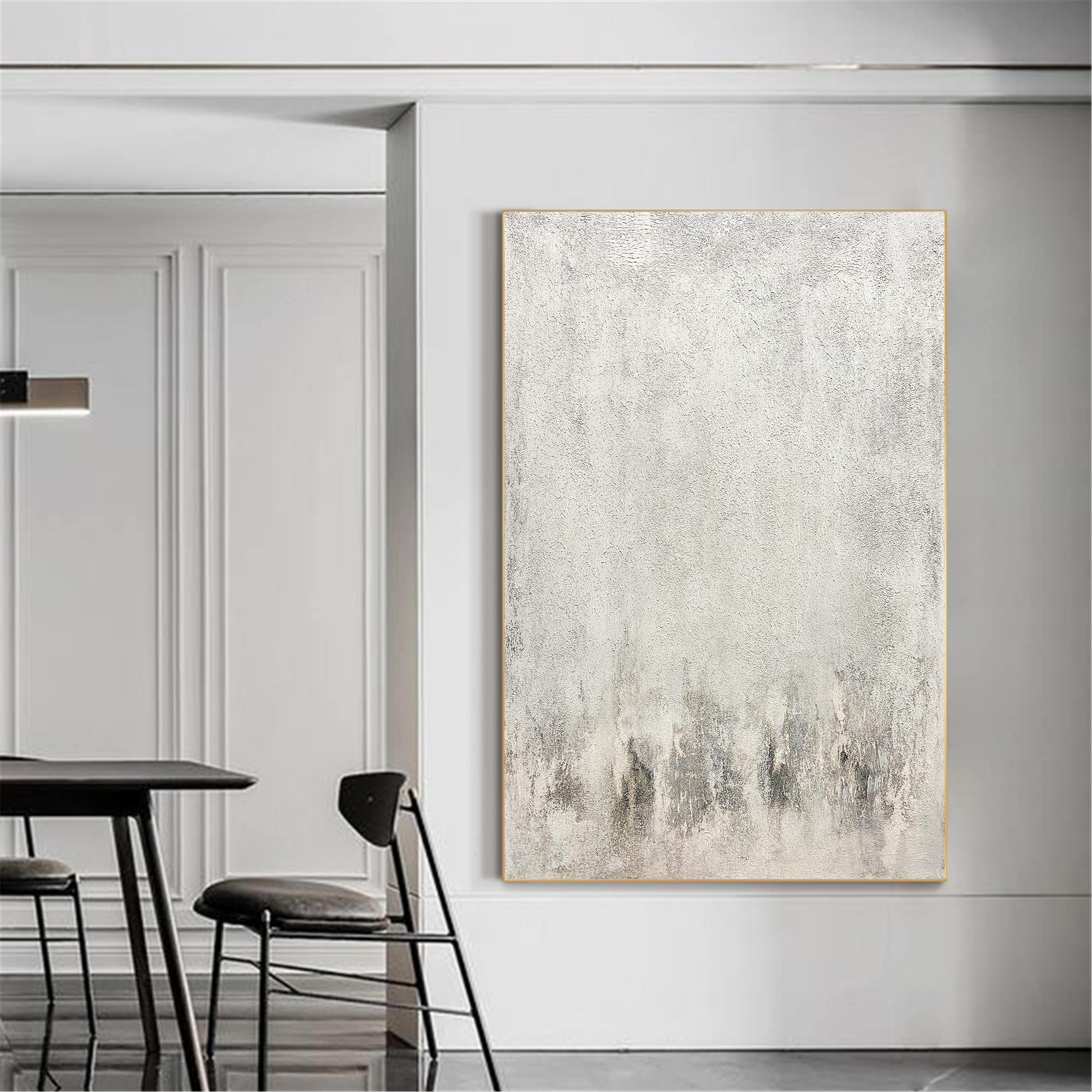 Gray And White Minimalist Painting