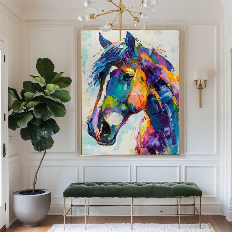 Colorful Horse Portrait Abstract Painting