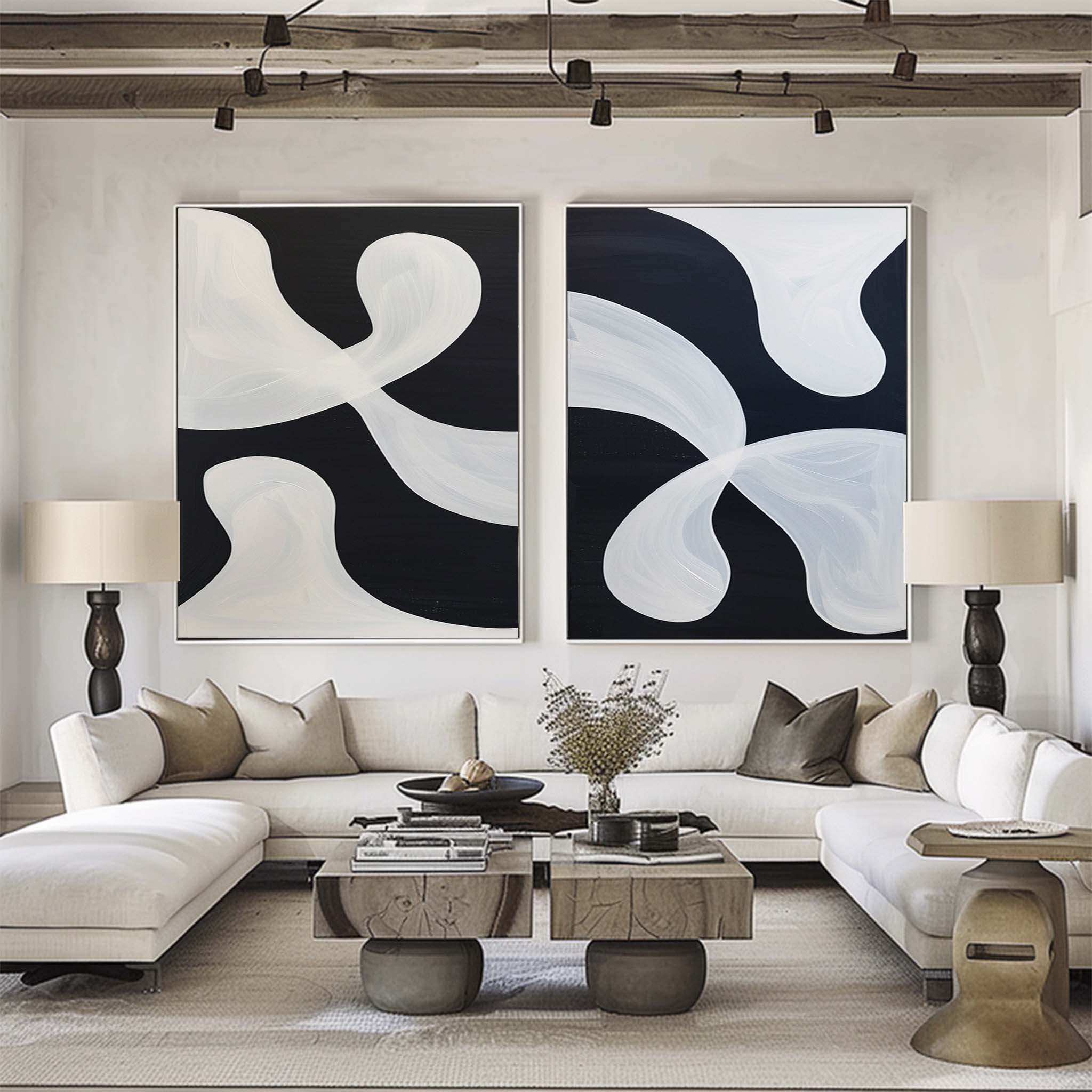 Black and White Ribbon Forms