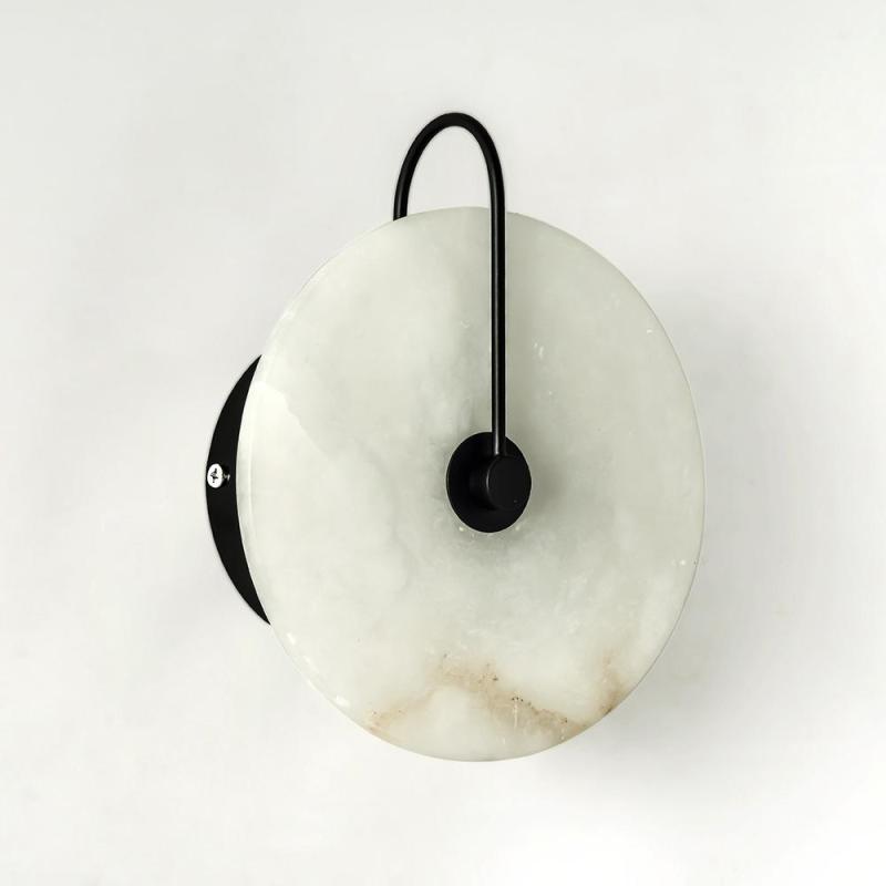 Arisha Round Bedside Wall Light, Artificial Marble, Gold & Black - Neutralighting