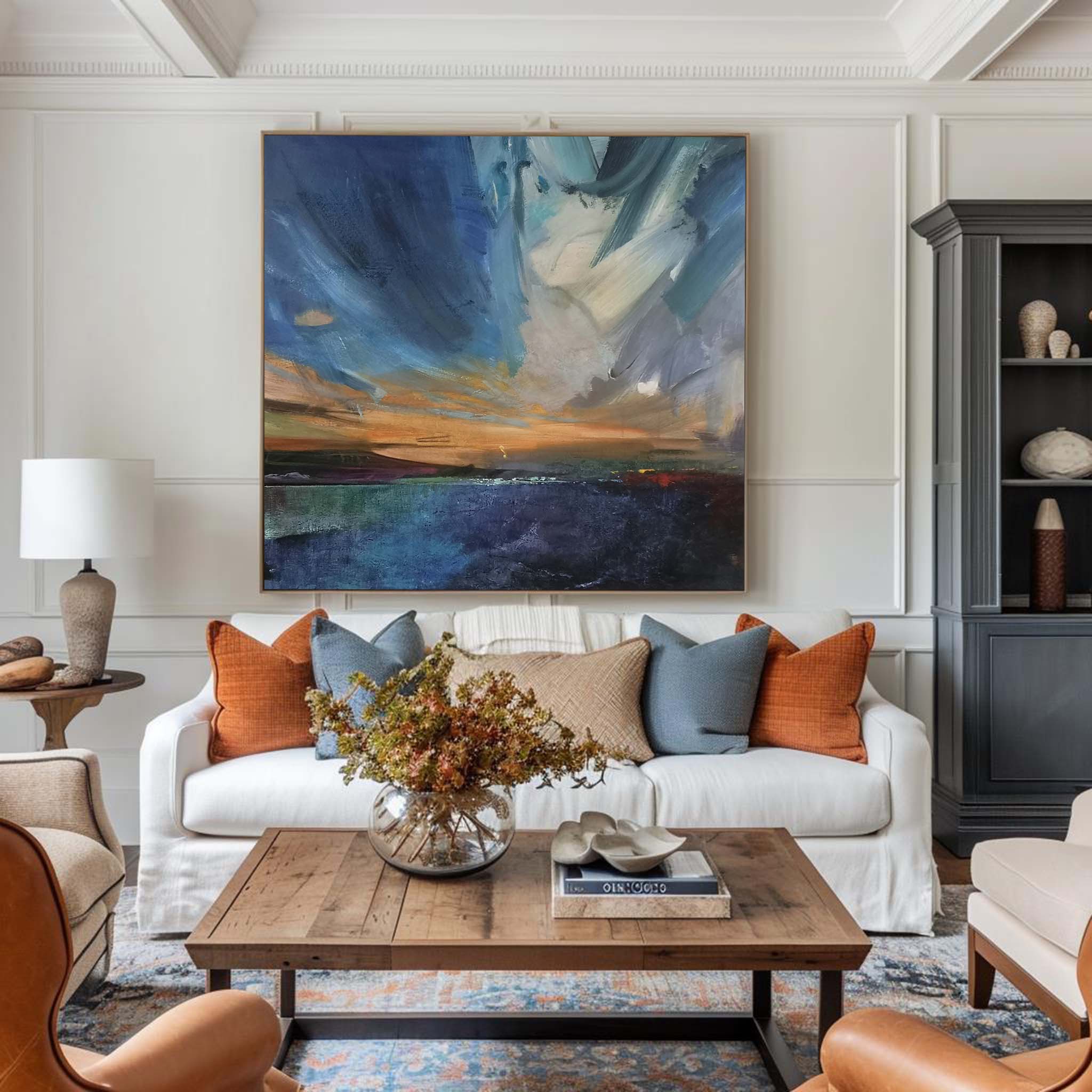 Blue Coastal Oil Painting