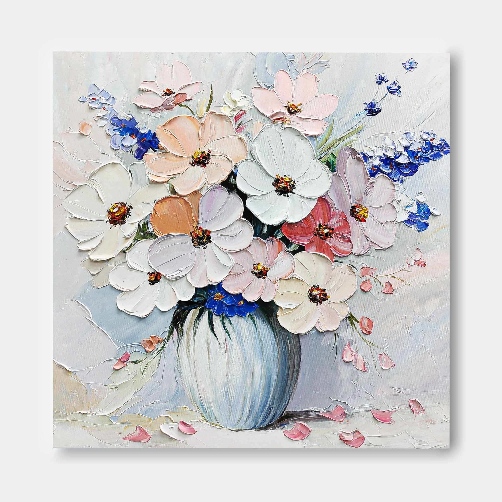 Impasto Textured Floral Bouquet Oil Painting