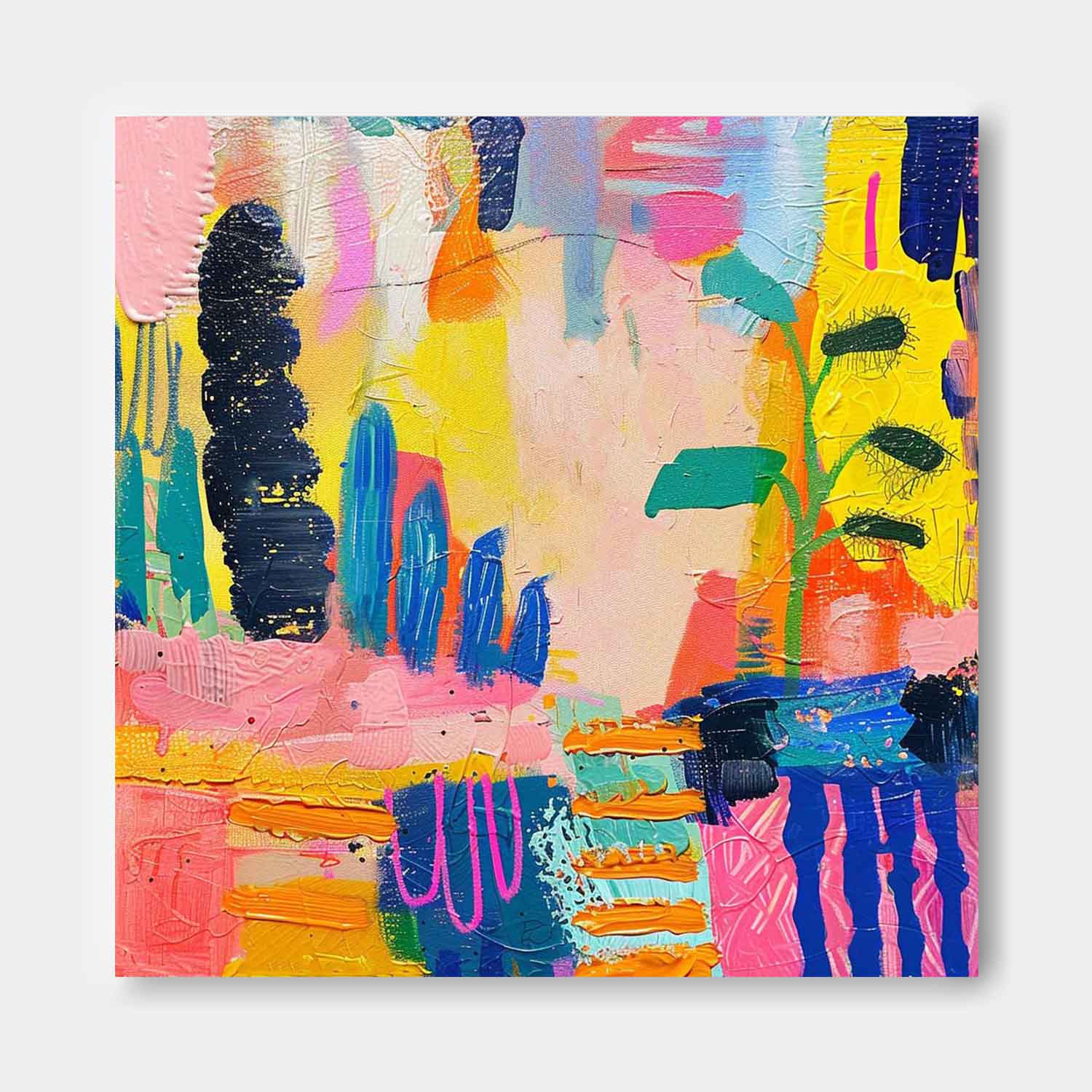 Wall Art Abstract Tropical Plant Playful