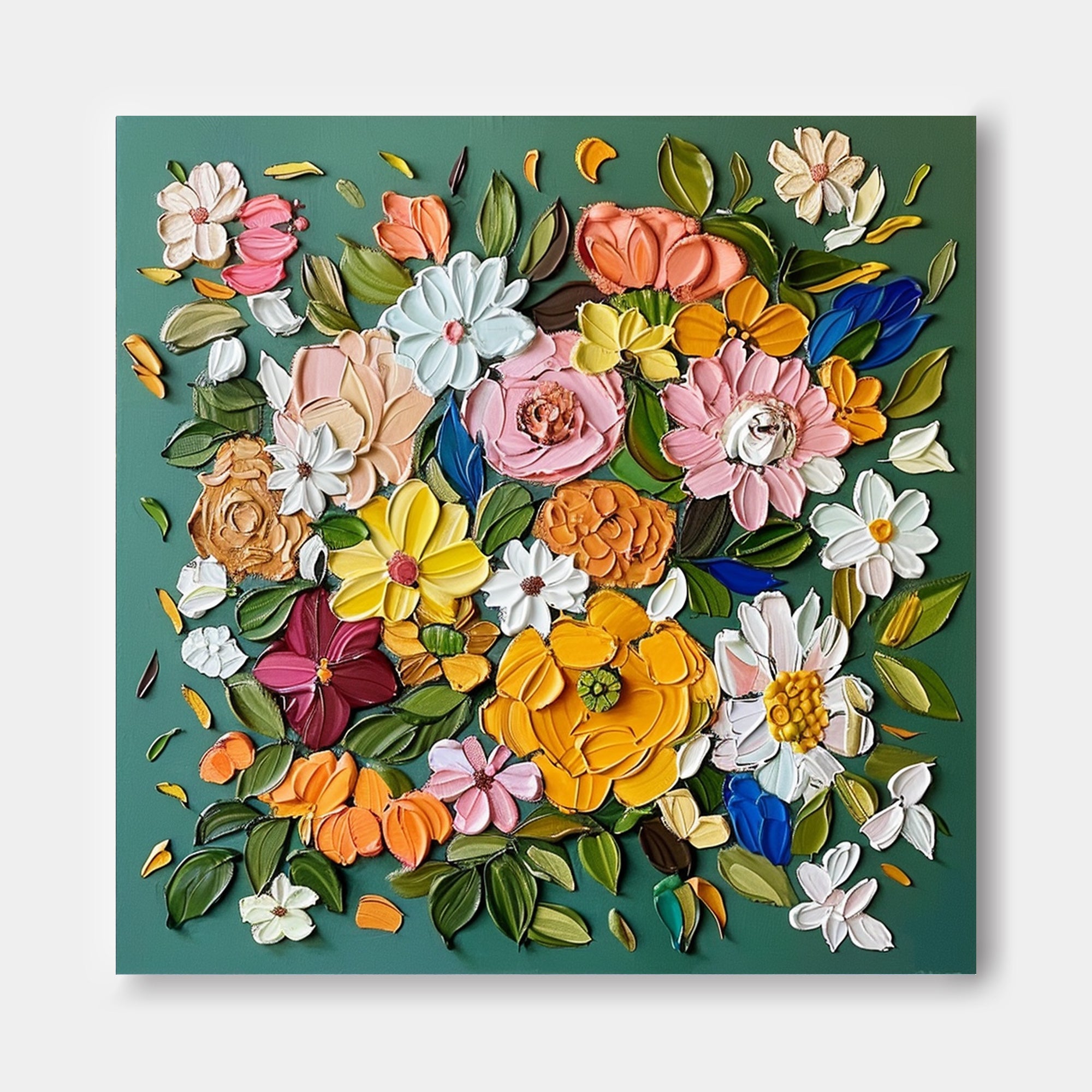 Wall Art Impasto Flower Contemporary Cheerful