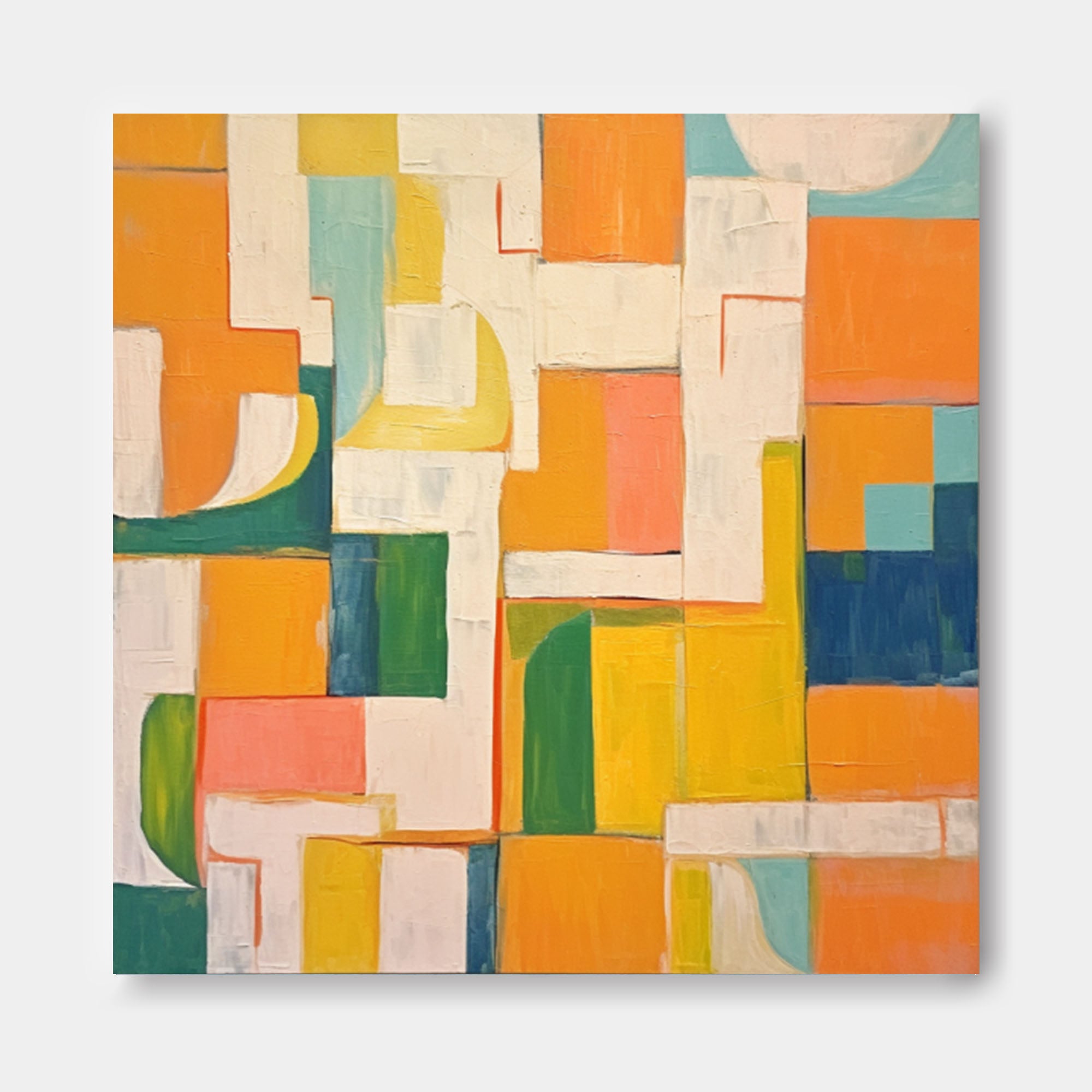 Wall Art Abstract Painterly Patchwork Geometric