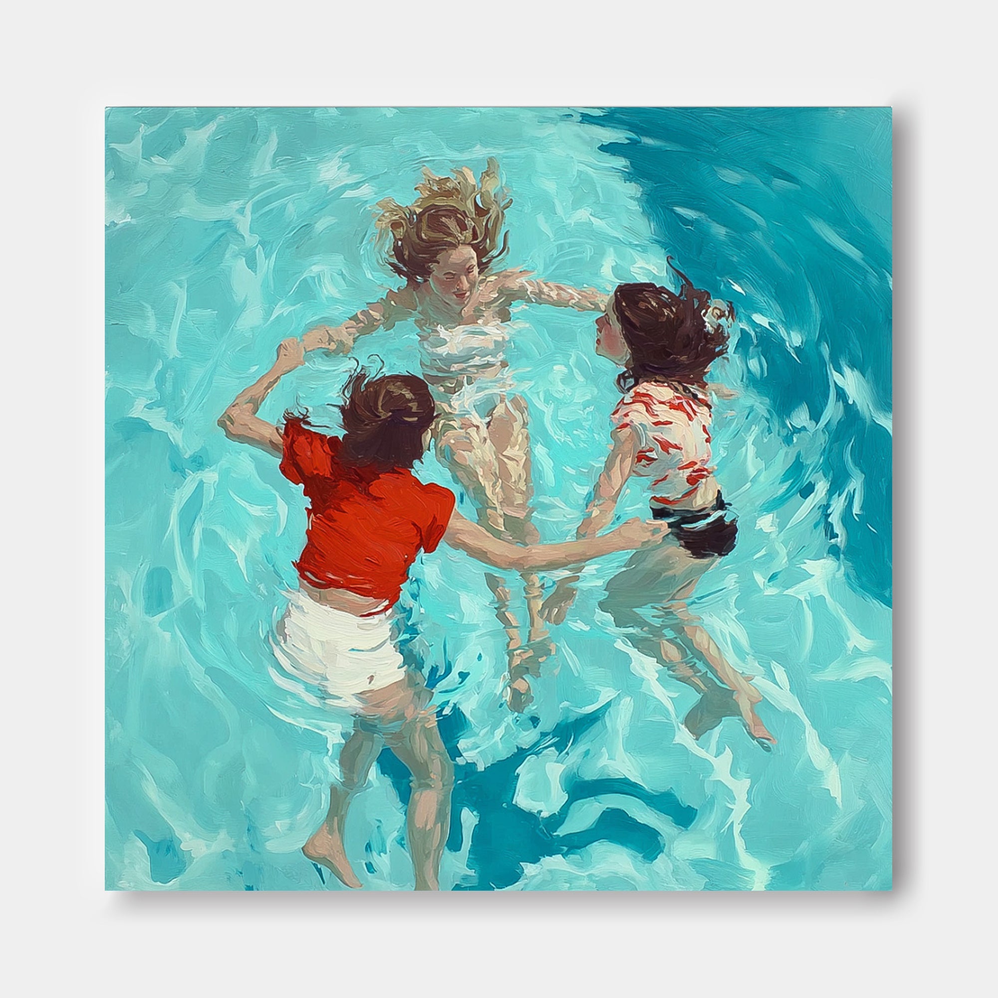 Wall Art People Joyful Carefree Summer Pool