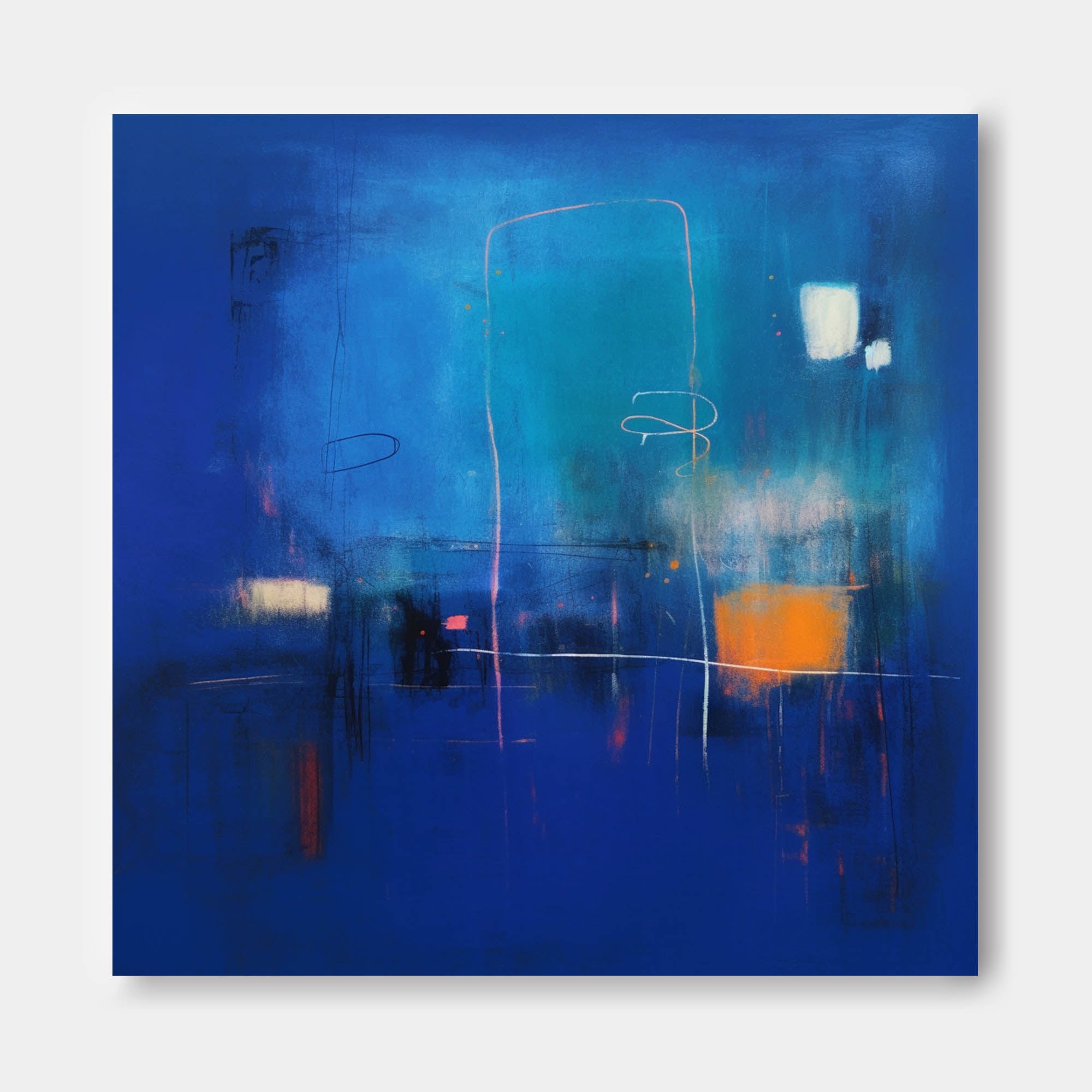 Modern Blue Abstract Canvas Oil Painting
