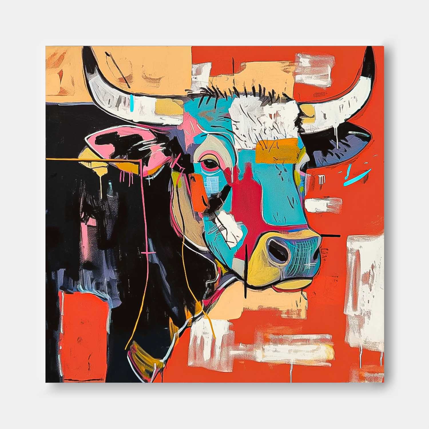 Wall Art Animal Abstract Pop Vibrant Bull