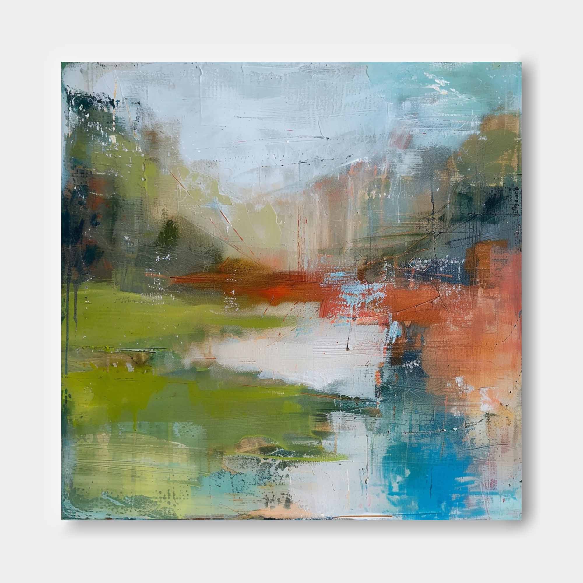 Wall Art Abstract Mountain Lake Reflection