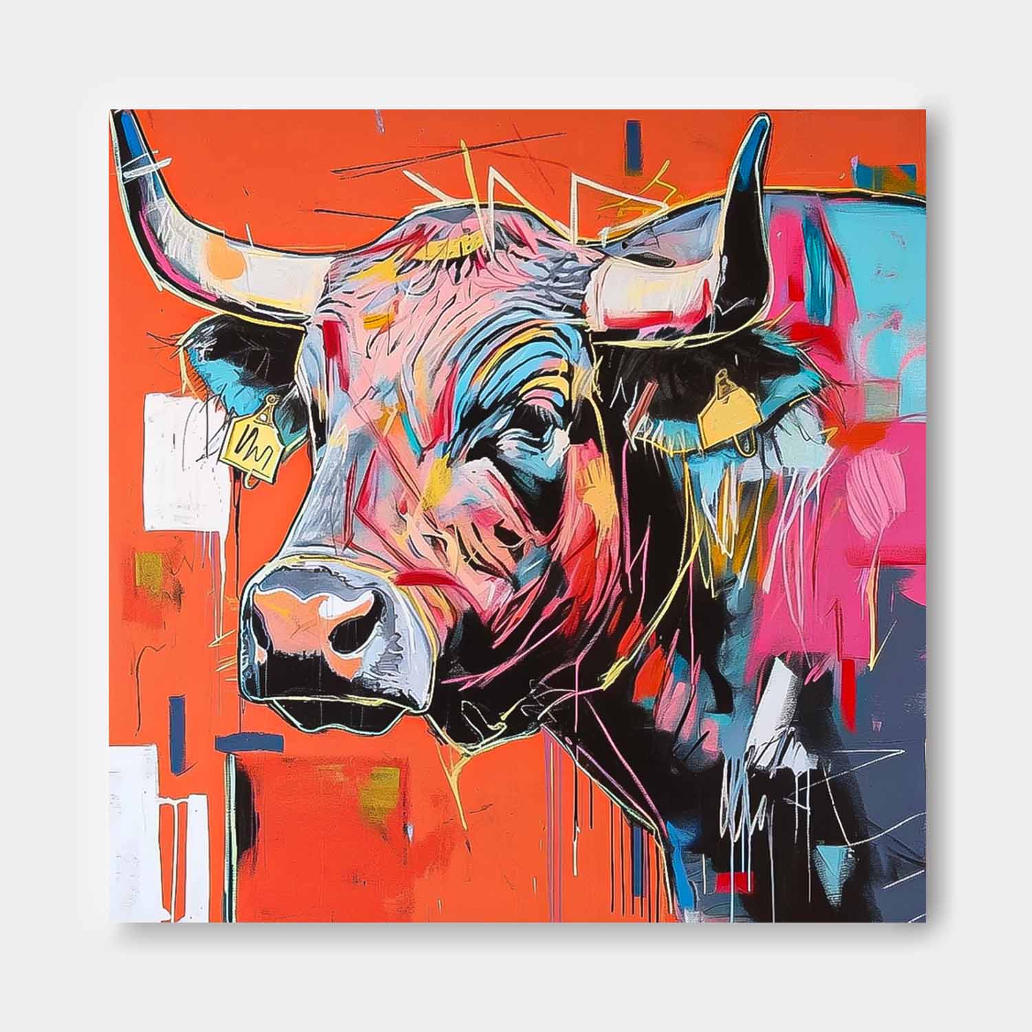 Wall Art Animal Contemporary Abstract Bull