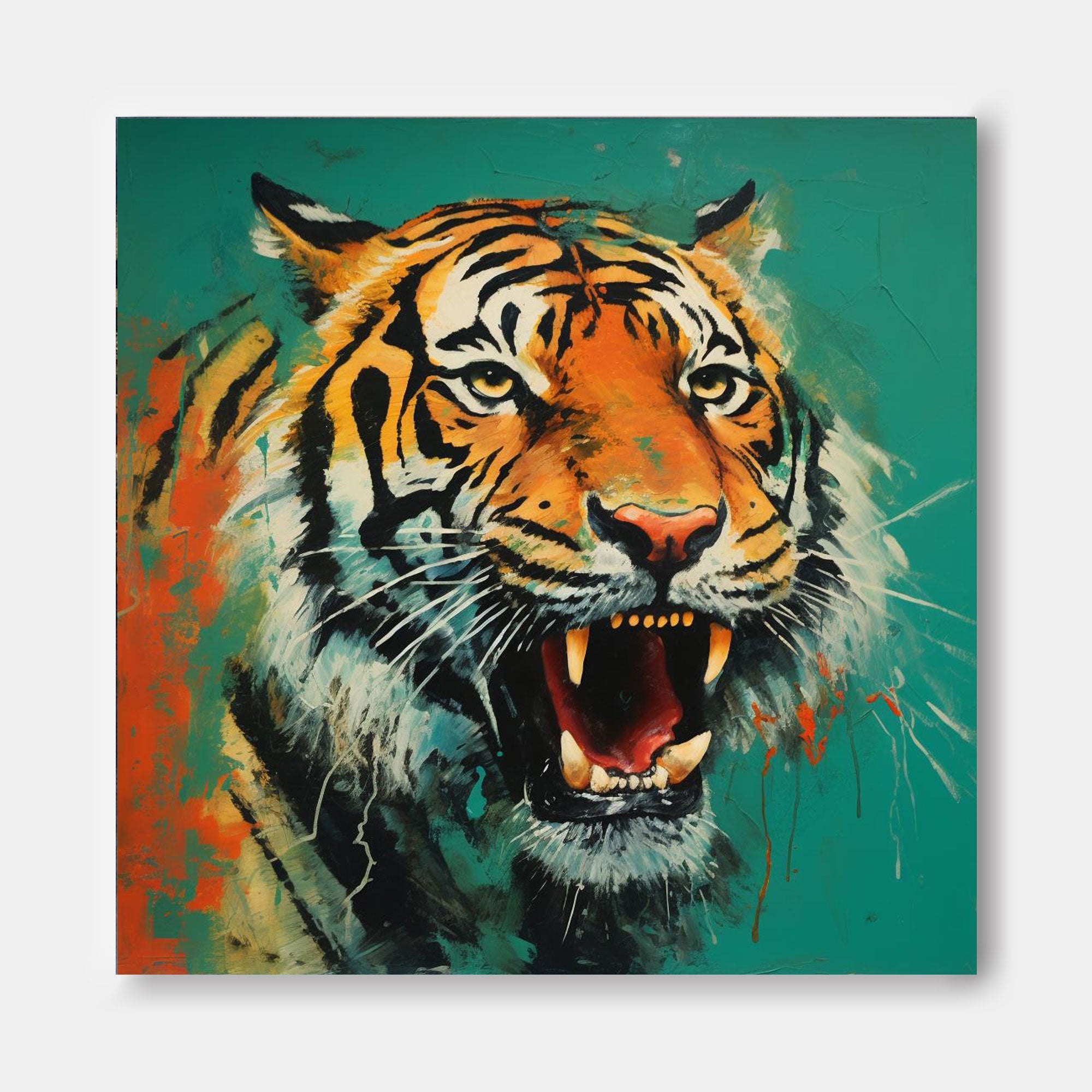 Vintage Roaring Tiger Canvas Art