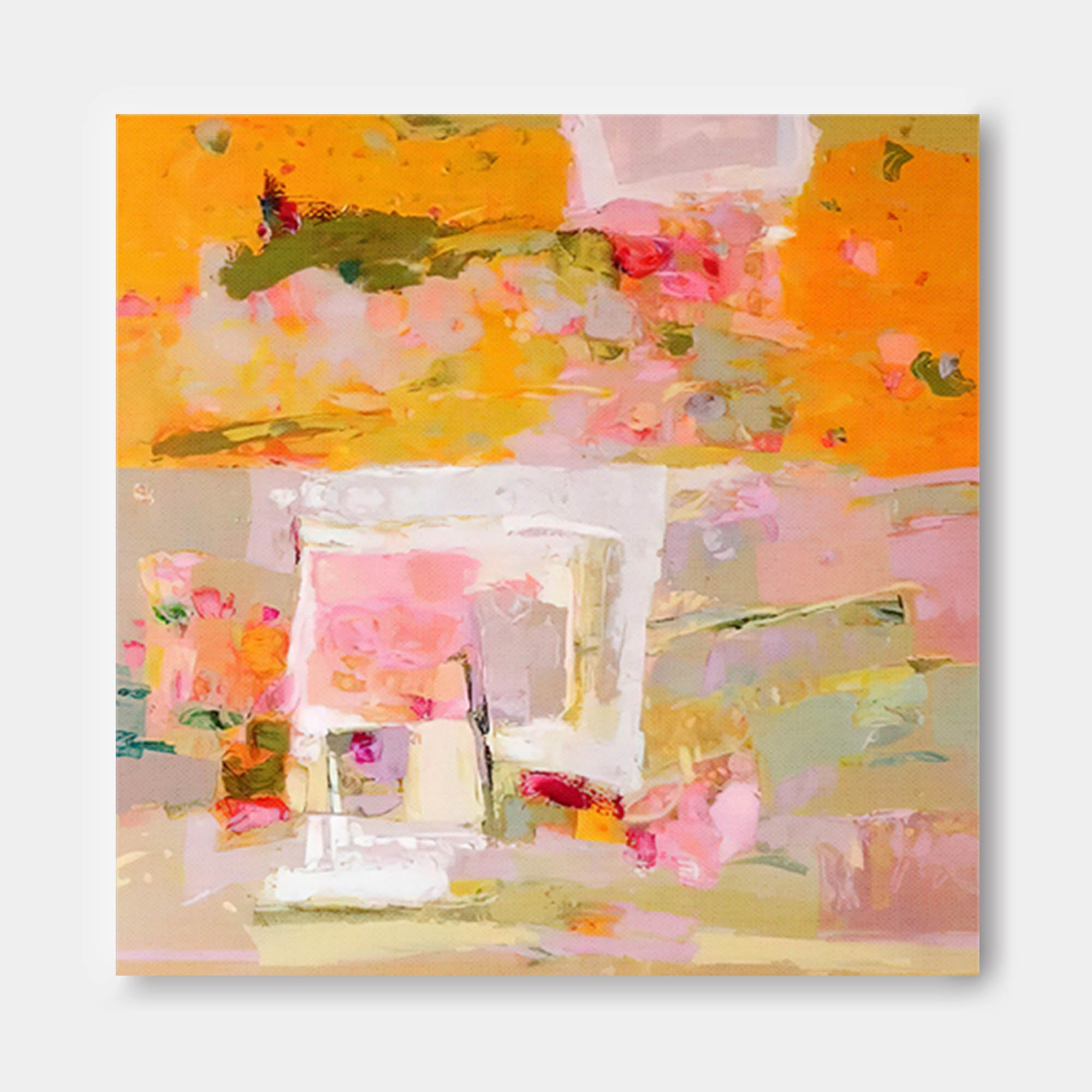 Vibrant Orange and Pink Abstract Canvas Wall Art