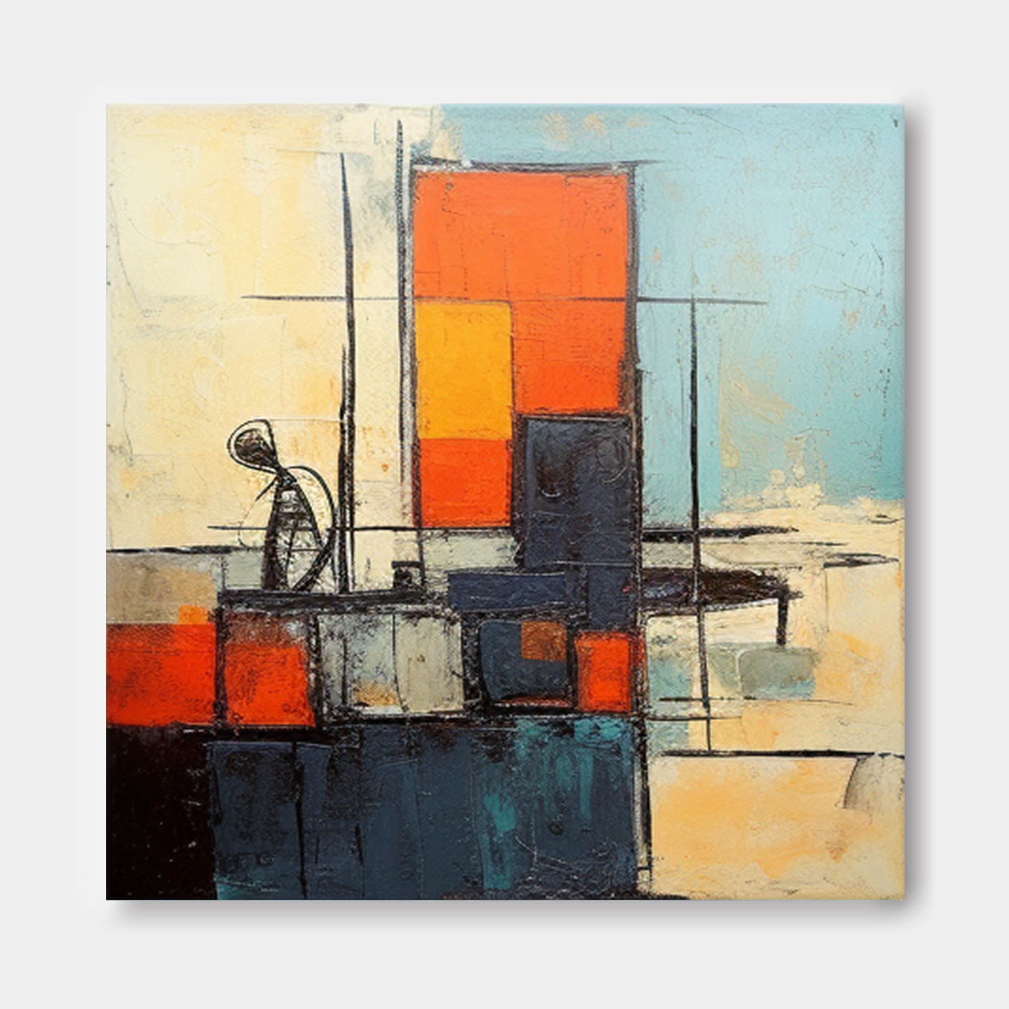 Wall Art Retro Abstract Geometric Linear
