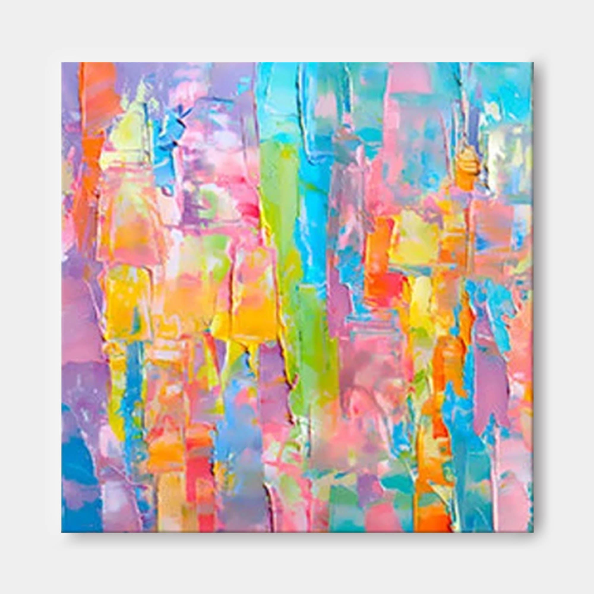 Wall Art Abstract Impasto Rainbow Vibrant