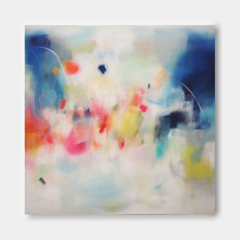 Colorful Blue Pink Abstract Oil Painting