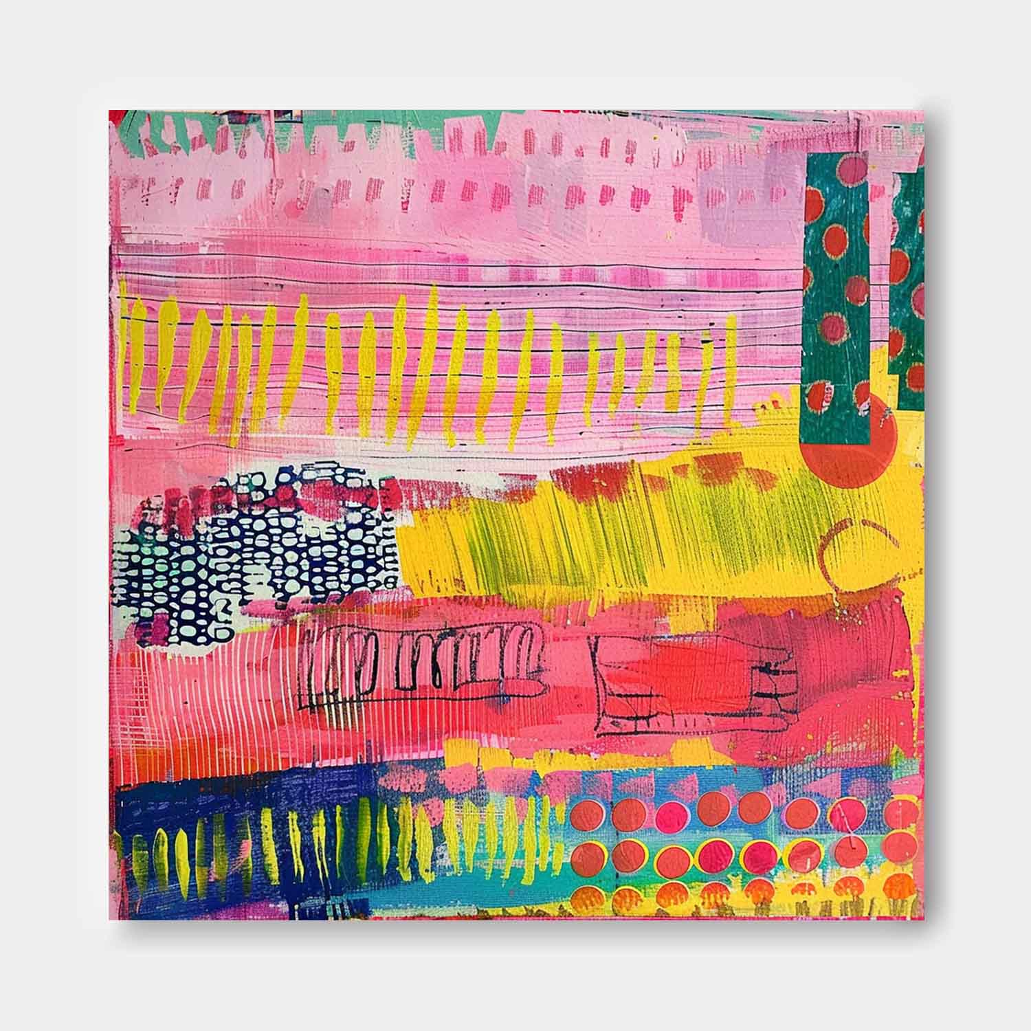 Wall Art Abstract Mixed Media Collage Bohemian