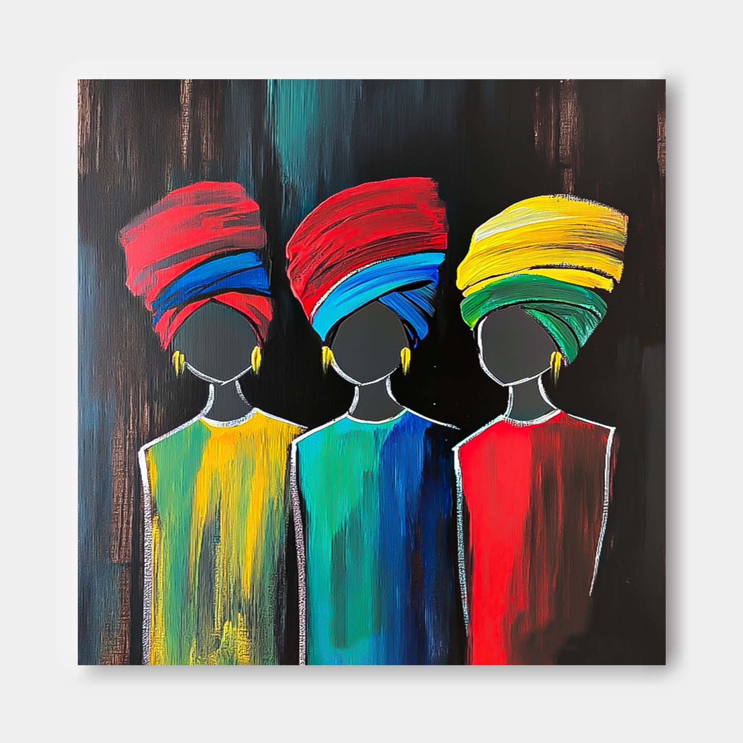 Wall Art Impasto Vibrant Turbaned Figure Portrait