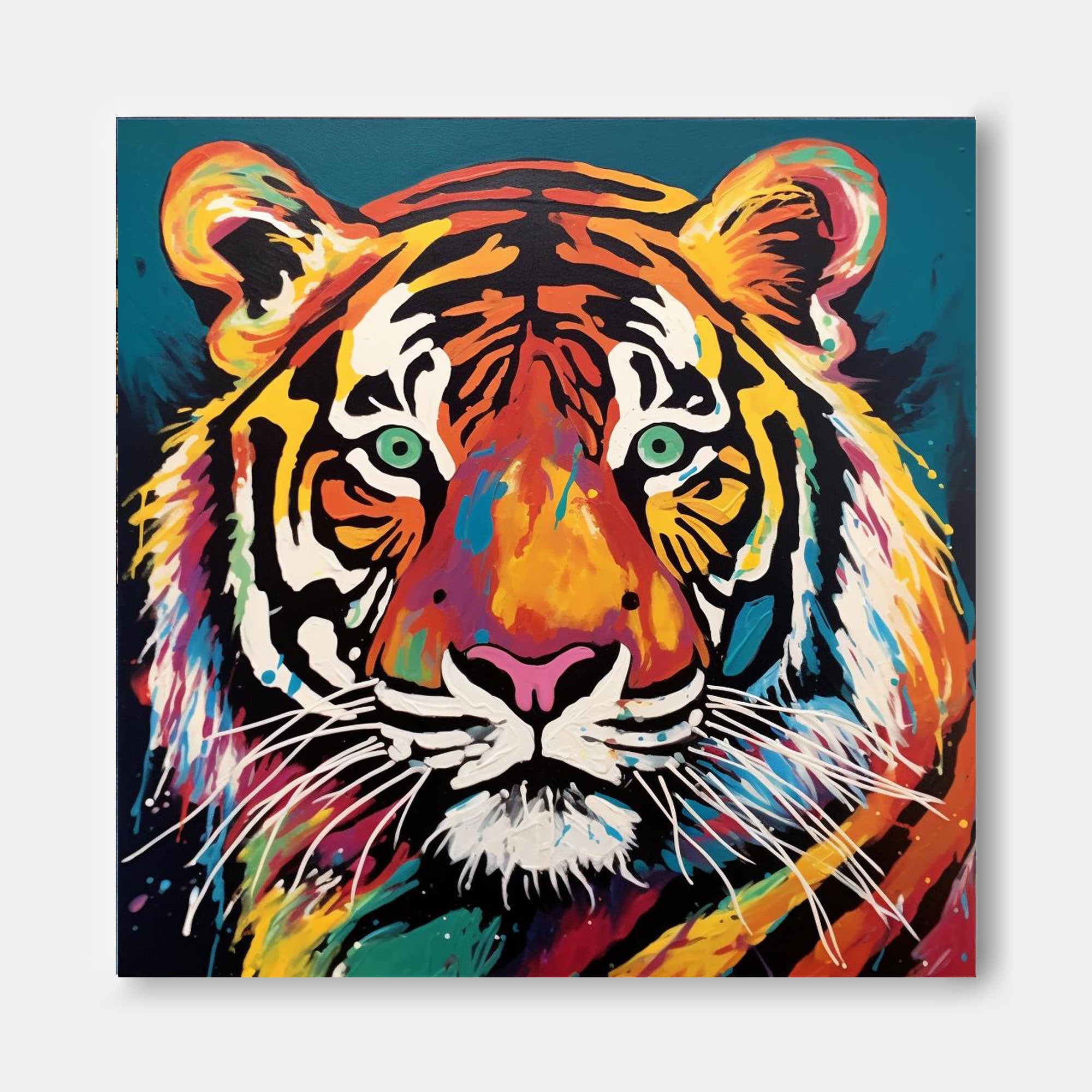 Striking Colorful Tiger Canvas Art