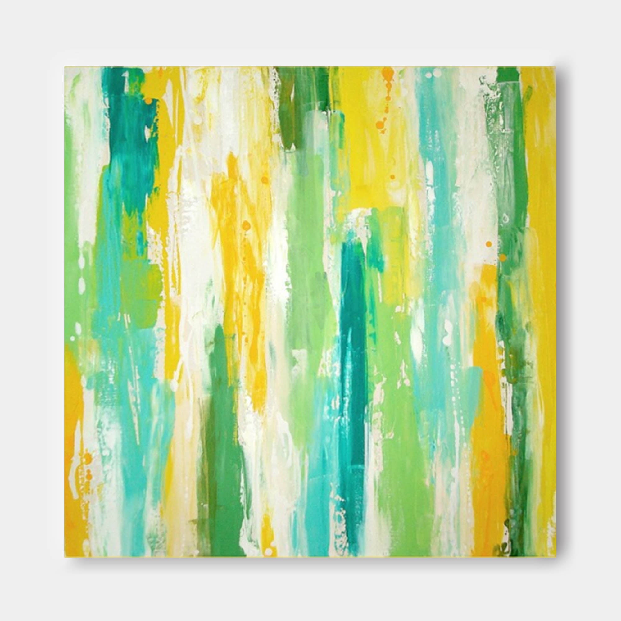 Cheerful Multigreen Vertical Textured Wall Art