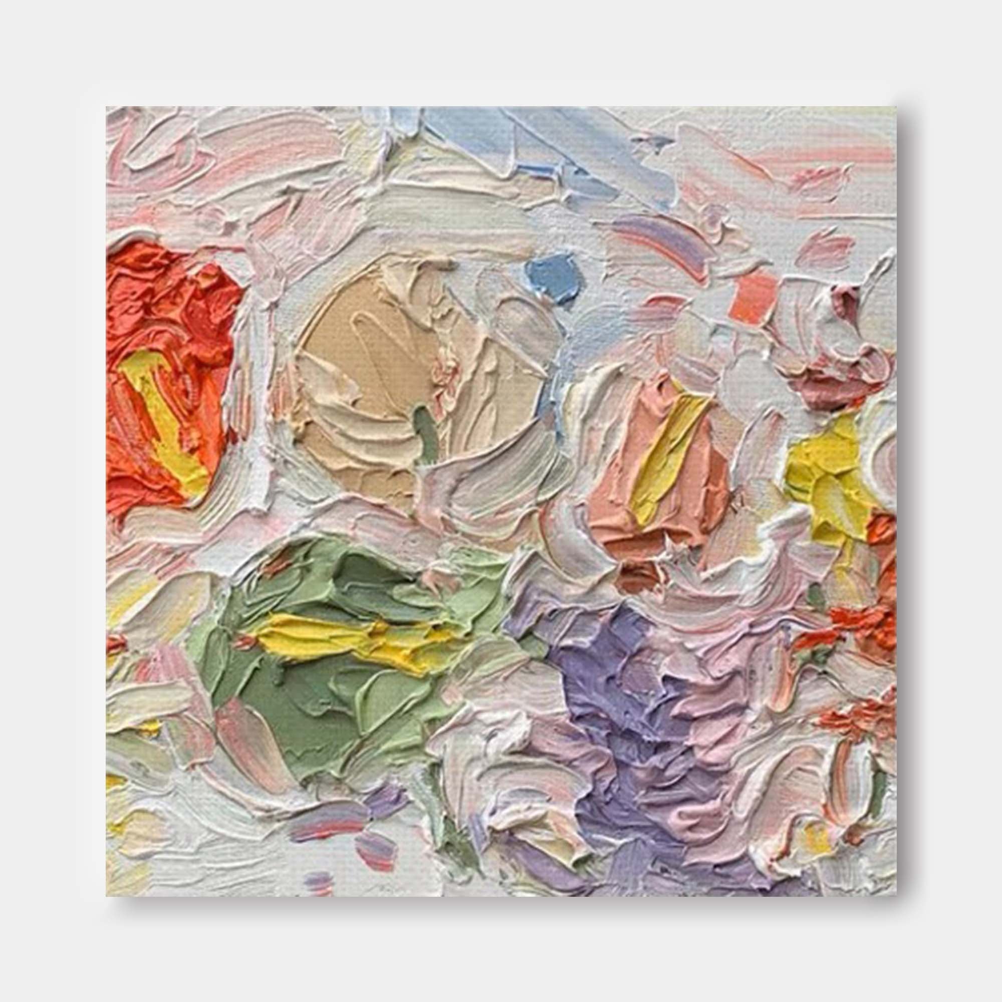 Colorful Floral Impasto Abstract Canvas Wall