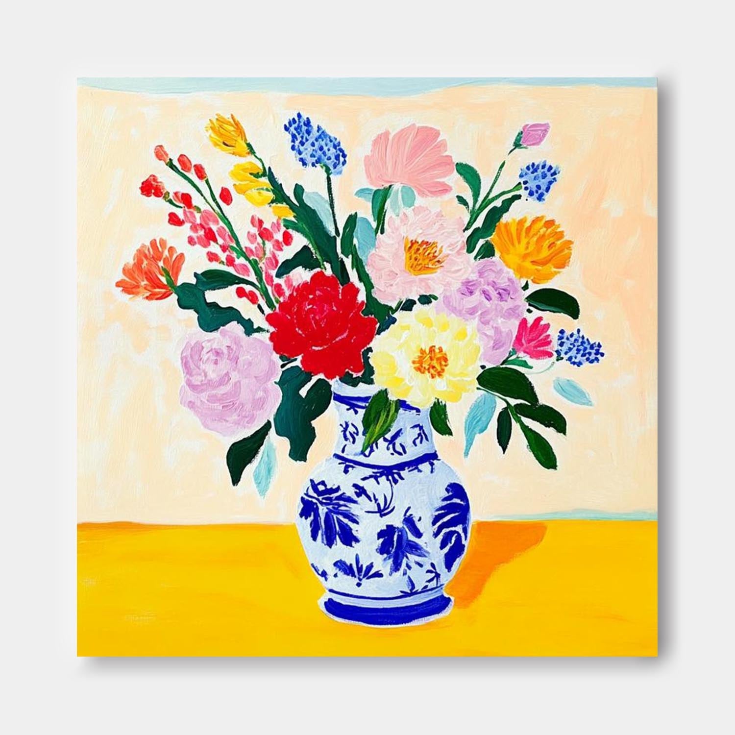 Wall Art Flower Vibrant Tropical Oriental