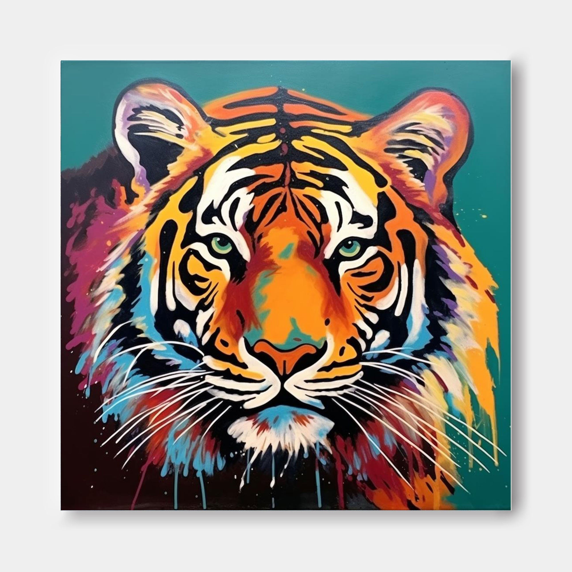Vivid Splash‑Paint Tiger Wall Art