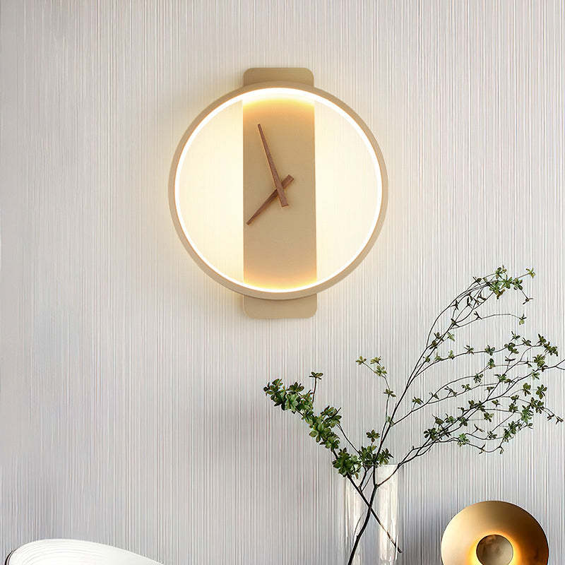Valentina Arisha Square Clock Metal & Acrylic Wall Lamp, Gold - Neutralighting
