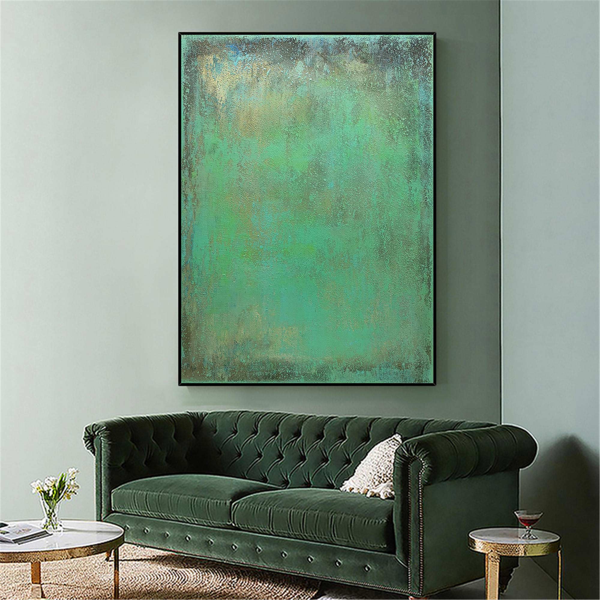 Celeste Teal Abstract Canvas Wall Art