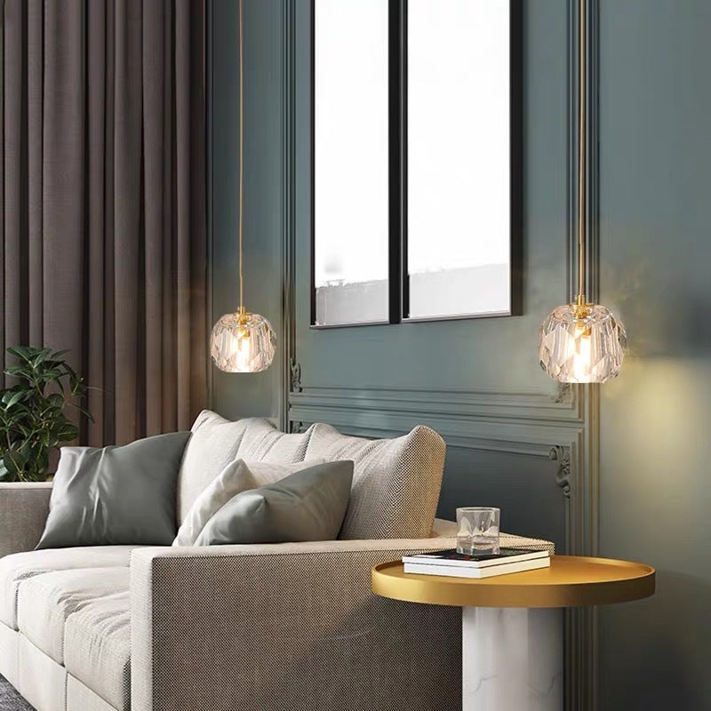 Kristy Diamond Facet Golden Pendant Light, Metal/Acrylic - Neutralighting