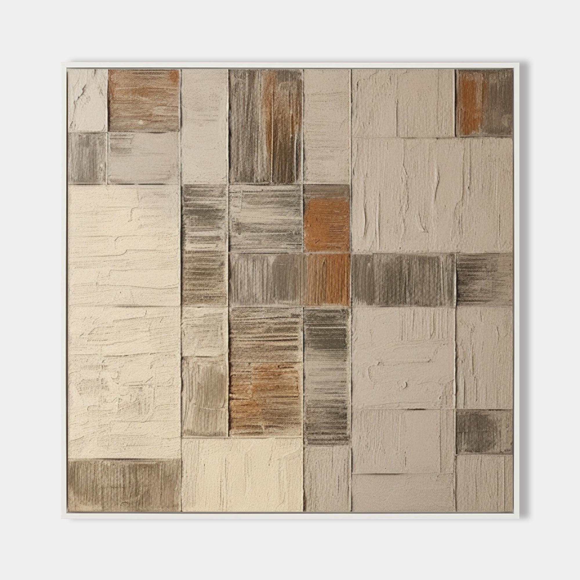 Wall Art Neutral Patchwork Plaster Canvas