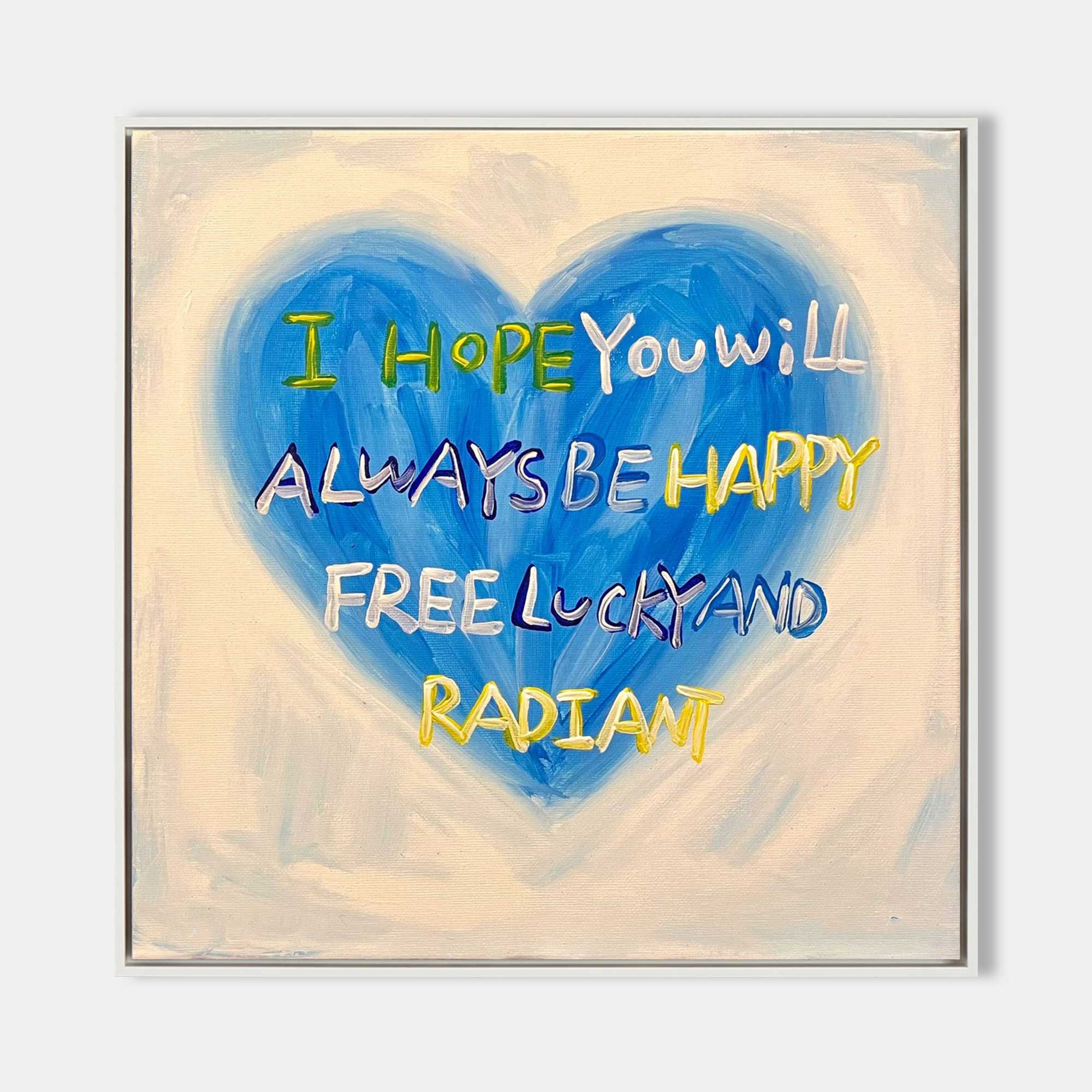 Wall Art Blue Heart Love Inspirational Quote