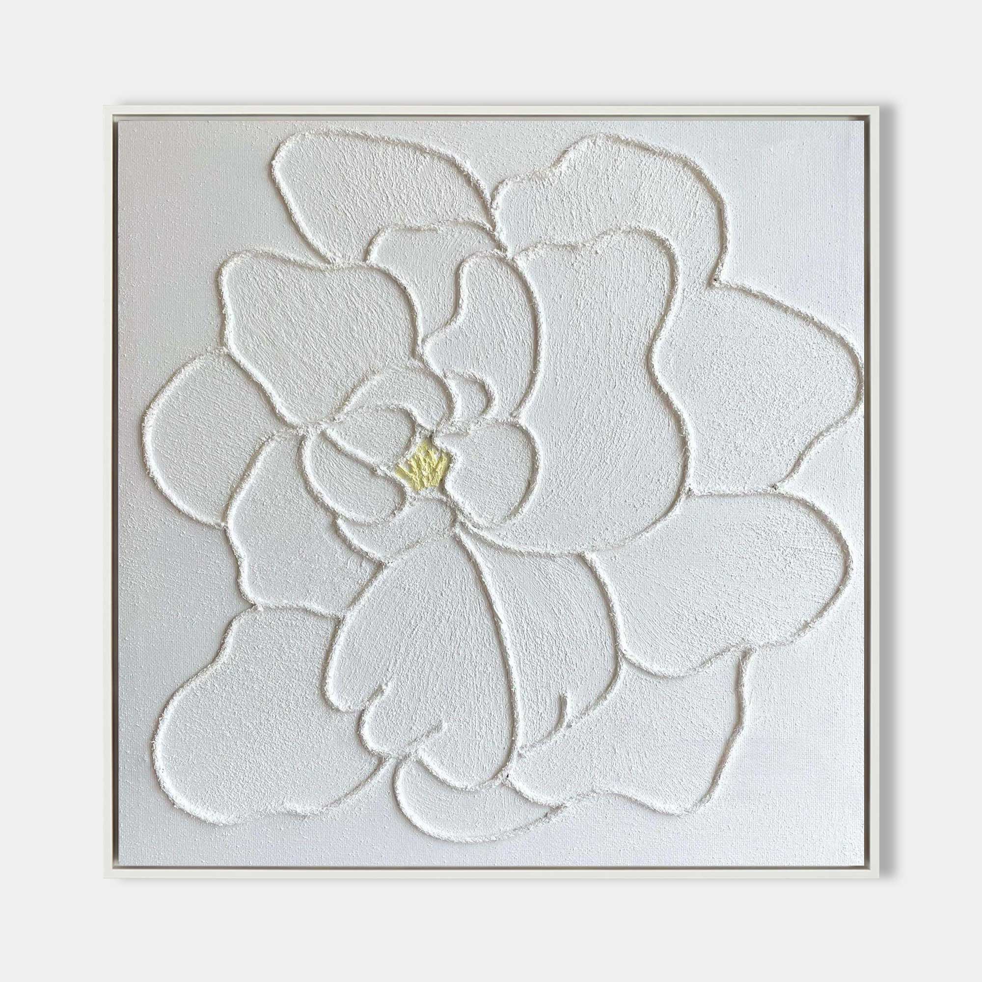Plaster Art Texture White Textured Flower Painting