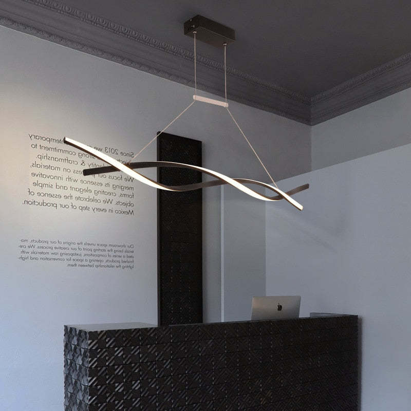 Arisha Pendant Light Linear Double Wave Modern, Metal, Black/Grey, Bedroom - Neutralighting