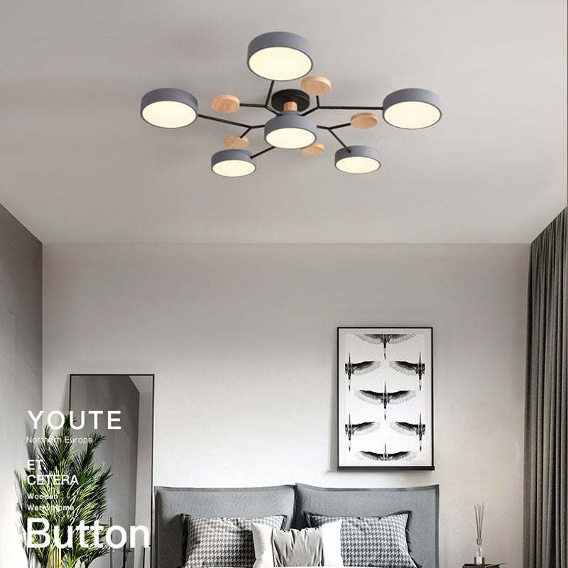 Arisha Ceiling Light, Wood Round for Living Room - Neutralighting