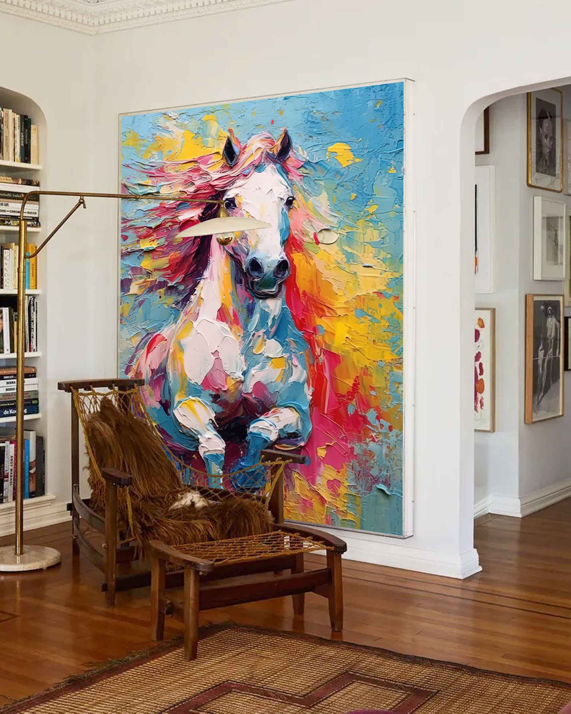 Wall Art Multicolor Galloping Horse Palette