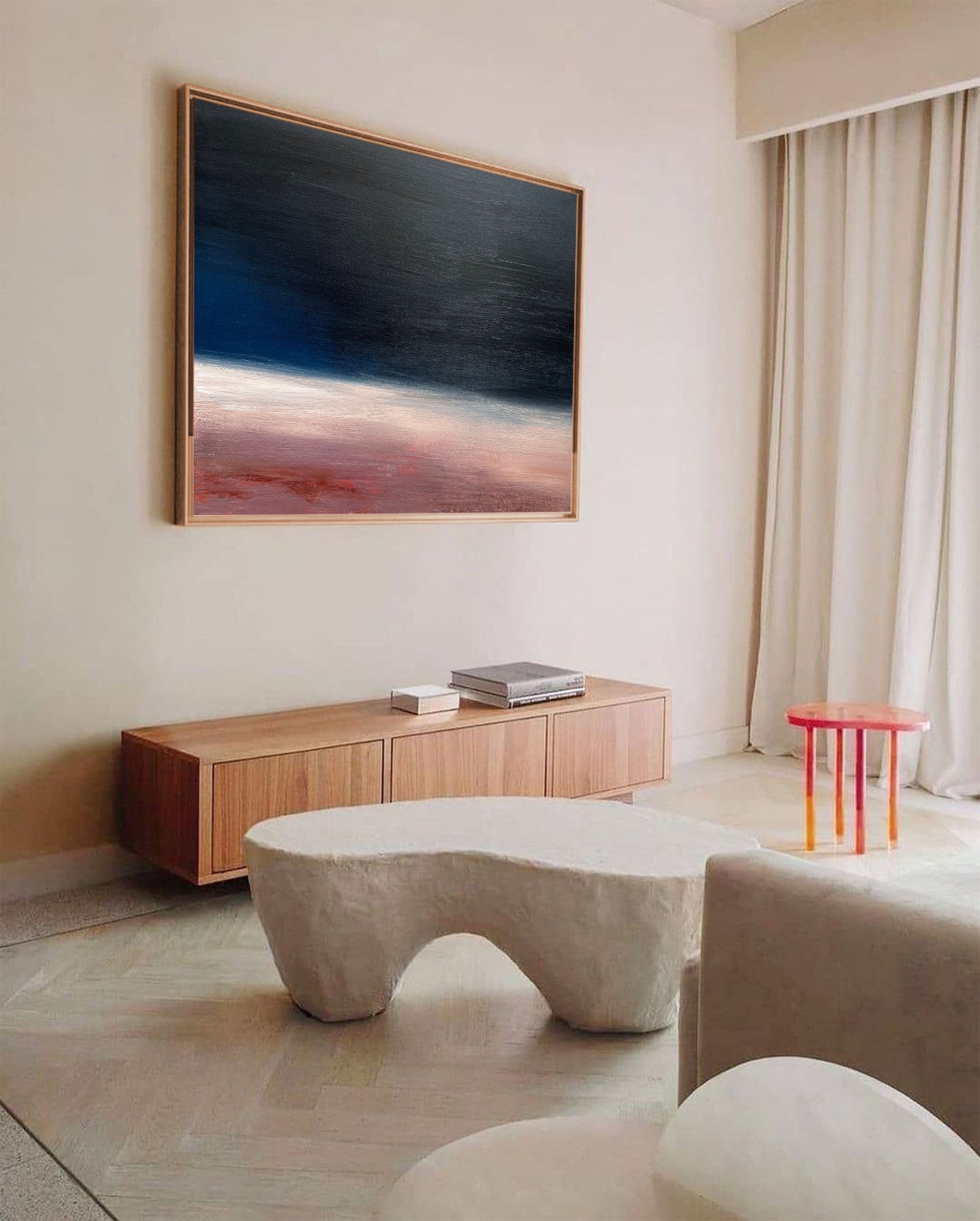 Gradient Horizon Minimal Abstract Unstretched Linen Canvas Wall Art